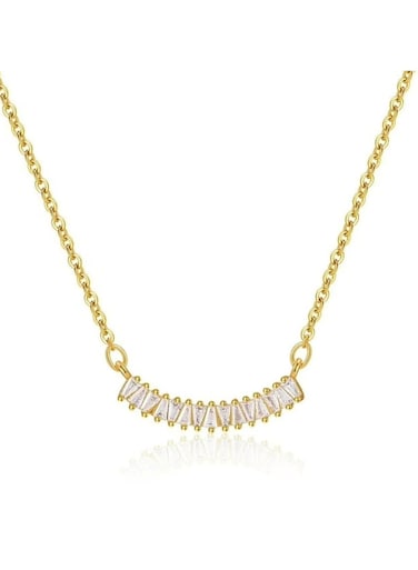 Gold Color Tone Cubic Bar Pendant Necklace