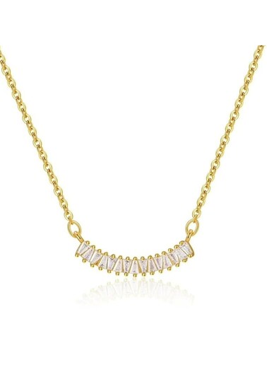 Gold Color Tone Cubic Bar Pendant Necklace