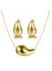 Gold Color Tone Waterdrop Jewelry Set Necklace &amp; Earrings
