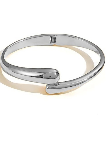 Irregular Wave Cuff Bracelet Silver Color Tone