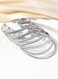 Silver Color-Tone Open Cuff Bangle Bracelet Set 7-Piece Minimalist Design