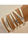 Silver Color-Tone Open Cuff Bangle Bracelet Set 7-Piece Minimalist Design