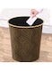 Black Plastic Trash Can 26&times;24.5 cm Gold-Edged Pattern
