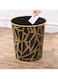 Black Plastic Trash Can 26&times;24.5 cm Gold-Edged Pattern