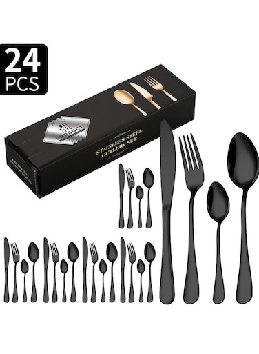24-Piece Stainless Steel Cutlery Set Matte Assorted Finish
