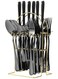 24-Piece Stainless Steel Cutlery Set with Stand Matte Black Finish
