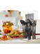 24-Piece Stainless Steel Cutlery Set with Stand Matte Black Finish
