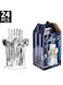 24-Piece Stainless Steel Cutlery Set with Stand Silver Finish
