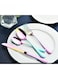24-Piece Stainless Steel Cutlery Set with Stand Rainbow Finish
