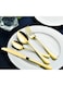 24-Piece Stainless Steel Cutlery Set with Stand Gold Finish
