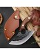 Forged Double-Hole Meat &amp; Bone Cutting Knife with Leather Cover