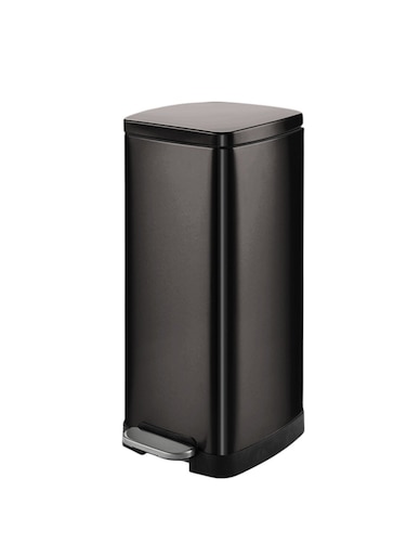30L Black Stainless Steel Pedal Trash Can Soft-Close Lid, Slim Design