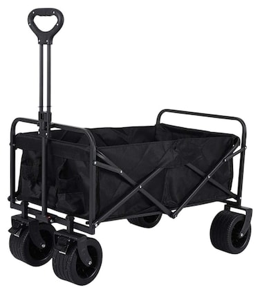 Heavy-Duty Folding Utility Wagon Cart with 4 Wheels &ndash; 97 x 51 x 56 cm, Black