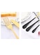 24 Pcs Stainless Steel Reusable Spoon Fork And Knives Gold Black Color Cutlery Set
