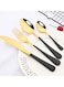 24 Pcs Stainless Steel Reusable Spoon Fork And Knives Gold Black Color Cutlery Set
