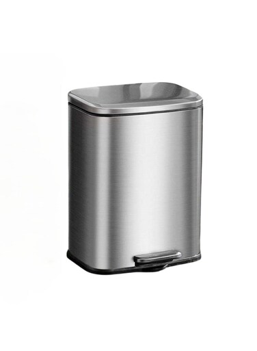 13L Stainless Steel Pedal Trash Can Brushed Silver, Soft-Close Lid