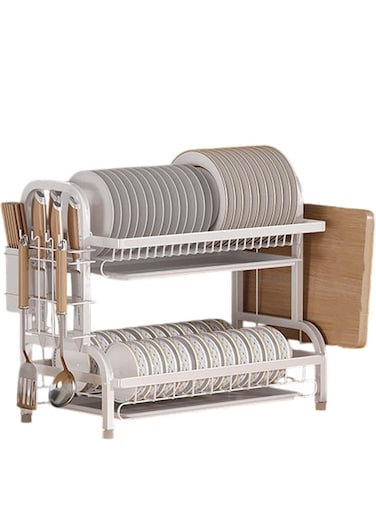 Dish Drying Rack For Kitchen Counter Top Organizer With Sink Drainer And Cutlery Shelf Option