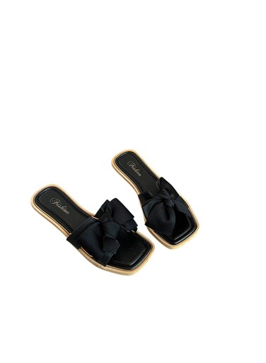 Fairy Style Bowknot Wedge Flip Flops Size 36&ndash;37 Soft Sole Outdoor Sandals