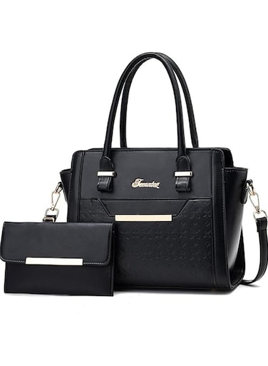 Crocodile Pattern Leather Two-Piece Women's Messenger Bag Black 27&times;13&times;21 cm