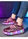 Pink Double-Wheel LED Roller Skate Shoes for Kids &ndash; Deformable Sneakers Size 30 / Inner Length 20cm