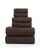 6-Piece Pure Cotton Bath Towel Set Brown