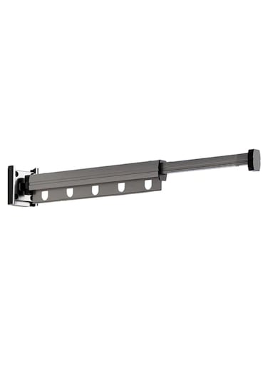 Wall-Mounted Folding Clothes Hanger with 5 Windproof Hooks 59&times;7&times;6 cm (Punch/No-Punch Dual Use)