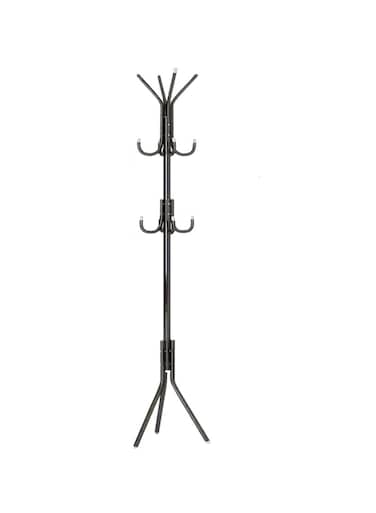 Wrought Iron Coat Rack 12 Hooks Floor Standing Clothes Hanger (Black)