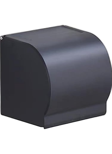 Round Black Toilet Tissue Box &ndash; Space Aluminum K8 (High-Grade) 13cm &times; 11cm &times; 13cm