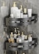 Punch-Free Wall-Mounted Bathroom Corner Rack Black Tripod Single Layer 20 cm x 3.5 cm