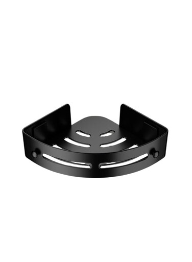 Punch-Free Wall-Mounted Bathroom Corner Rack Black Tripod Single Layer 20 cm x 3.5 cm