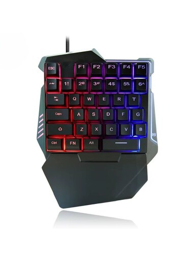 SK58 One-Handed Wired Gaming Keyboard with RGB Backlight Black