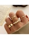 Elegant 4-Piece Gold Color Tone Ring Set with Pearl Accent for Women