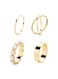 Elegant 4-Piece Gold Color Tone Ring Set with Pearl Accent for Women