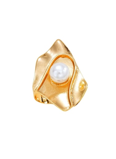 Statement Pearl Ring with Gold Color Tone Finish