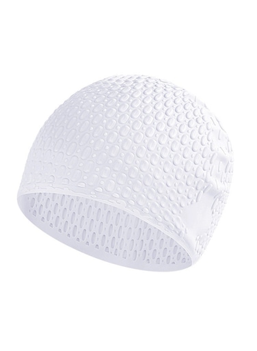 Silicone Swimming Cap for Long Hair Large Size Ear Protection Comfortable Fit White