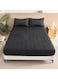 Waterproof Fitted Bedding Topper Set 180 x 200 cm Black Protect Your Mattress and Pillows Includes 2 Pillowcases