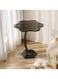 Flower-Shaped Sofa Side Table Black Marble Design Top with Black Metal Frame, 40 x 62 cm