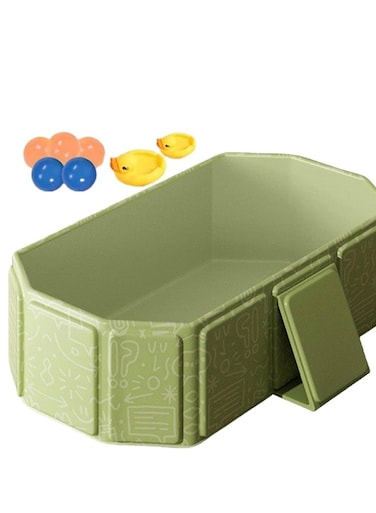 Large Folding Baby Bathtub 0-5 Years, Graffiti Green, Newborn to Toddler Bath Support