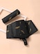 Automatic Feather Print Umbrella Black
