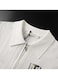 Men's Summer Polo Shirt &ndash; White, Half-Zip, Short Sleeve, Ribbed Texture Size XL