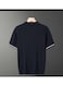 Men's Summer Polo Shirt &ndash; Navy Blue, Half-Zip, Short Sleeve, Ribbed Texture Size XL