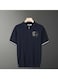 Men's Summer Polo Shirt &ndash; Navy Blue, Half-Zip, Short Sleeve, Ribbed Texture Size M