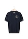 Men's Summer Polo Shirt &ndash; Navy Blue, Half-Zip, Short Sleeve, Ribbed Texture Size M