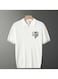 Men's Summer Polo Shirt &ndash; White, Half-Zip, Short Sleeve, Ribbed Texture Size L