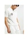 Men's Summer Polo Shirt &ndash; White, Half-Zip, Short Sleeve, Ribbed Texture Size M