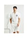 Men's Summer Polo Shirt &ndash; White, Half-Zip, Short Sleeve, Ribbed Texture Size M