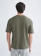 Cotton Short Sleeve T-Shirt Olive Green , Size L