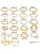 22-Piece Gold Color Ring Set Assorted Sizes &amp; Styles with Crystal, Pearl &amp; Alloy Accents