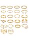 22-Piece Gold Color Ring Set Assorted Sizes &amp; Styles with Crystal, Pearl &amp; Alloy Accents
