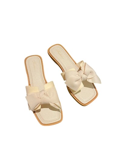 Fairy Style Bowknot Wedge Flip Flops Size 38&ndash;39 Soft Sole Outdoor Sandals